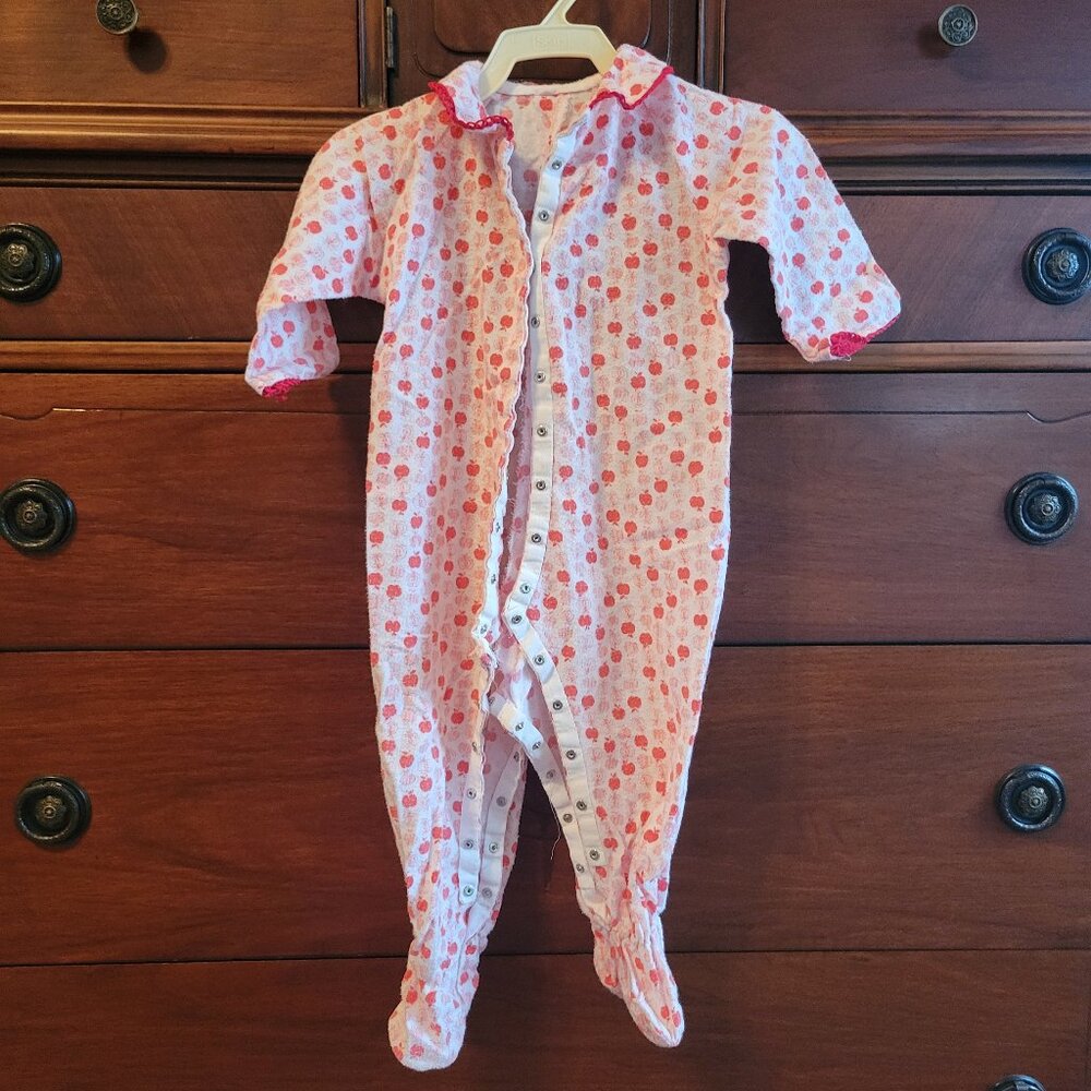 Vintage 70s PJs with Feet - Apple Pattern